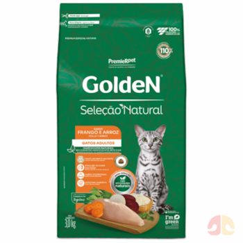 Ração GoldeN Seleção Natural gatos adultos frango e arroz 3kg - Imagem principal