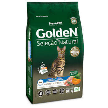 Ração GoldeN Seleção Natural Gatos Castrados Frango, Abóbora e Alecrim 10,1kg - Imagem principal