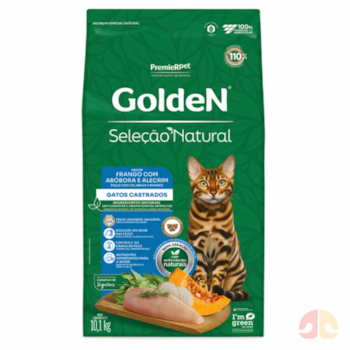 Ração GoldeN Seleção Natural Gatos Castrados Frango, Abóbora e Alecrim 10,1kg - Imagem principal