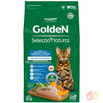 Ração GoldeN Seleção Natural Gatos Castrados Frango, Abóbora e Alecrim 1kg - Imagem principal