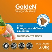 Ração GoldeN Seleção Natural gatos castrados frango, abóbora e alecrim 3,0kg