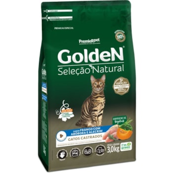 Ração GoldeN Seleção Natural Gatos Castrados Frango, Abóbora e Alecrim 3kg - Imagem principal
