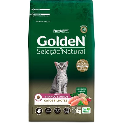 Ração GoldeN Seleção Natural gatos filhotes frango e arroz 1,0kg