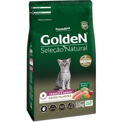 Ração GoldeN Seleção Natural gatos filhotes frango e arroz 3,0kg