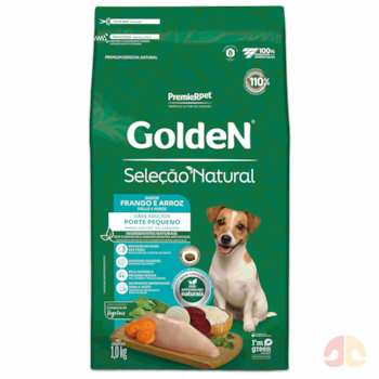 Ração GoldeN Seleção Natural Mini Bits Cachorros Adultos de Porte Pequeno Frango e Arroz 1,0kg - Imagem principal