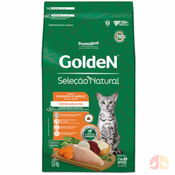 Ração Golden Seleção Natural para Gatos Adultos Sabor Frango e Arroz 1 kg - Imagem principal