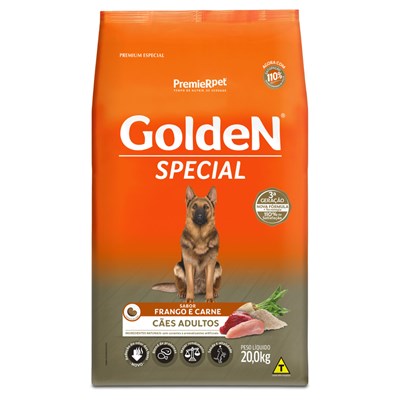 Ração GoldeN Special cachorros adultos frango e carne 20,0kg
