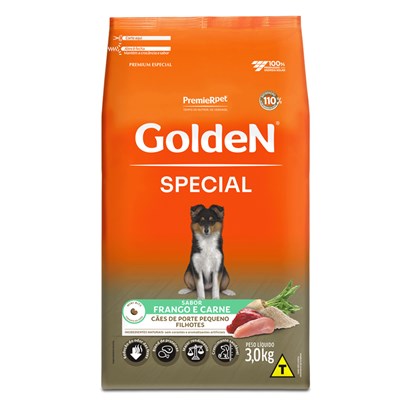 Ração GoldeN Special Cães Filhotes 3kg Porte Pequeno Frango e Carne