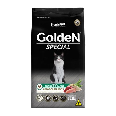 Produto Ração GoldeN Special Gatos Castrados Frango e Carne 10,1 kg