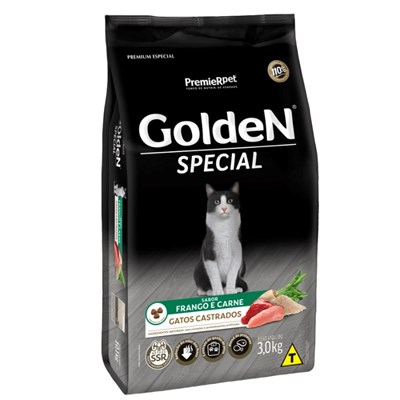 Produto Ração GoldeN Special Gatos Castrados Sabor Frango e Carne 3kg