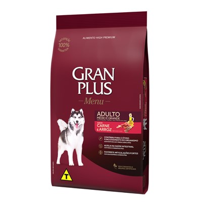 Produto Ração GranPlus Menu Cachorros Adultos Carne e Arroz 15,0kg