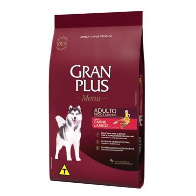 Ração GranPlus Menu Cachorros Adultos Carne e Arroz 3,0kg