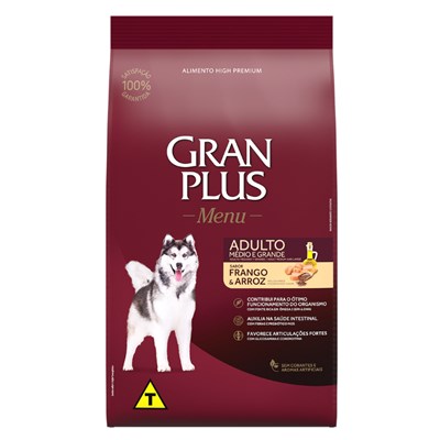 Ração GranPlus Menu Cachorros Adultos Frango e Arroz 15,0kg