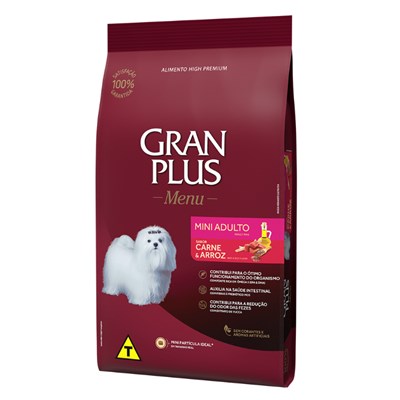 Ração GranPlus Menu Cachorros Mini Adultos Carne e Arroz 10,1kg