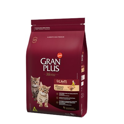 Produto Ração GranPlus Menu gatos filhotes frango e arroz 1,0kg