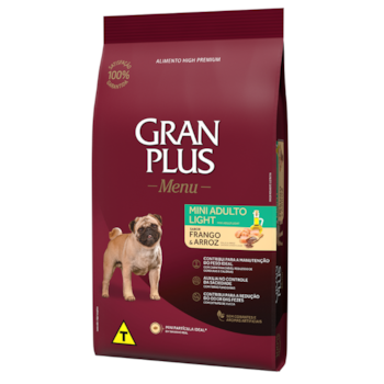 Ração GranPlus Menu Light Cachorros Mini e Pequeno Porte Adultos Frango e Arroz 10,1kg - Imagem principal