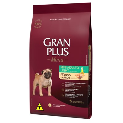 Produto Ração GranPlus Menu Light Cachorros Pequeno-Porte Adultos Frango e Arroz 10,1kg