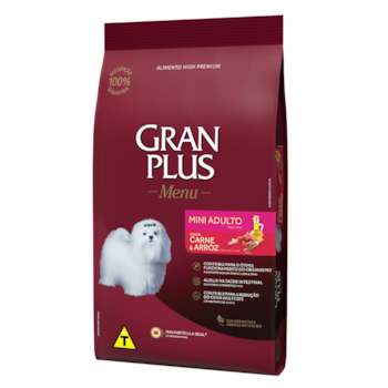 Ração Granplus Menu Mini Cães Adultos 15kg sabor Carne e Arroz - Imagem principal