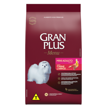 Ração Granplus Menu Mini Cães Adultos 1kg sabor Carne e Arroz - Imagem principal