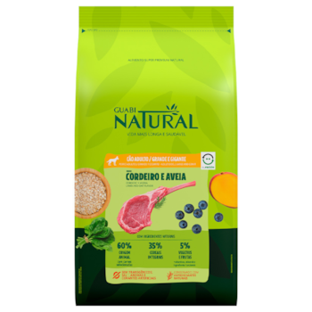 Ração Guabi Natural Cães Adultos de Porte Grande e Gigante 12kg Sabor Cordeiro e Aveia - Imagem principal