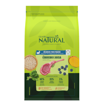 Ração Guabi Natural Cães Adultos Porte Mini e Pequeno 2,5 kg Sabor Cordeiro e Aveia - Imagem principal