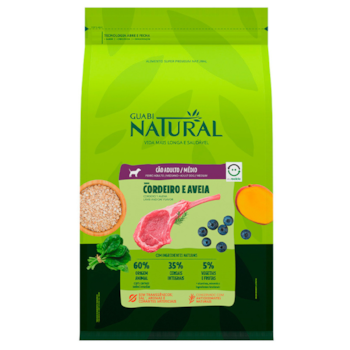 Ração Guabi Natural Cães Adultos Raças Médias 12 kg sabor Cordeiro e Aveia - Imagem principal