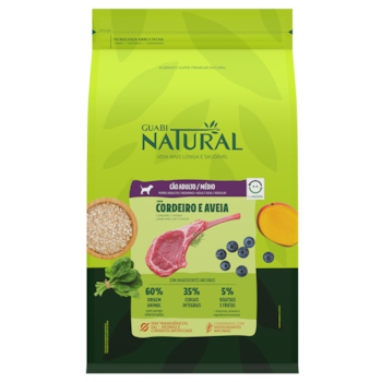 Ração Guabi Natural Cães Adultos Raças Médias 2,5 kg sabor Cordeiro e Aveia - Imagem principal