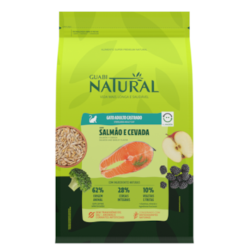 Ração Guabi Natural Gatos Adultos Castrados 1,5 kg Sabor Salmão e Cevada - Imagem principal