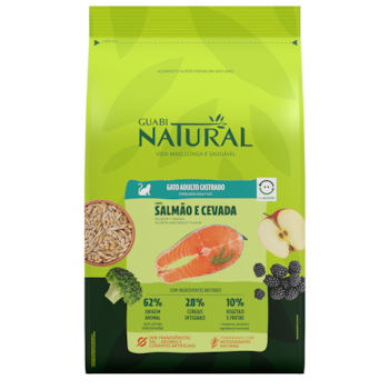 Ração Guabi Natural Gatos Adultos Castrados 7,5 kg Sabor Salmão e Cevada - Imagem principal