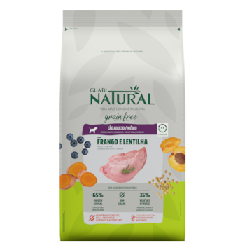 Ração Guabi Natural Grain Free Cães Adultos Porte Médio 12 kg Sabor Frango e Lentilha - Imagem principal