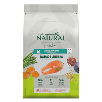 Ração Guabi Natural Grain Free para Gatos Adultos Castrados 7,5 kg Sabor Salmão e Lentilha - Imagem principal