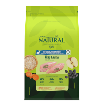 Ração Guabi Natural Light Cães Adultos de Porte Mini e Pequeno 2,5 kg Sabor Peru e Aveia - Imagem principal