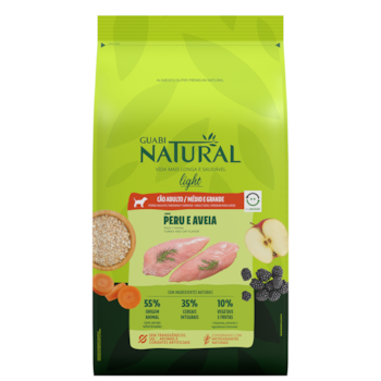 Ração Guabi Natural Light Cães Adultos Porte Médio e Grande 12 kg Sabor Peru e Aveia - Imagem principal