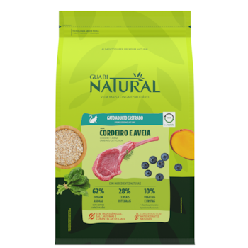 Ração Guabi Natural para Gatos Adultos Castrados 1,5 kg Sabor Cordeiro e Aveia - Imagem principal