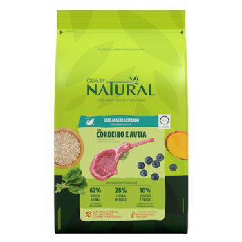 Ração Guabi Natural para Gatos Adultos Castrados 7,5 kg Sabor Cordeiro e Aveia - Imagem principal