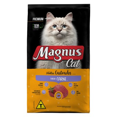 Ração Magnus Cat Premium Gatos Adultos Castrados 1kg Sabor Carne