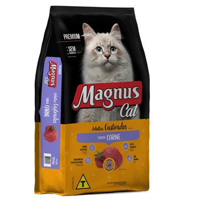 Ração Magnus Cat Premium Gatos Adultos Castrados 1kg Sabor Carne