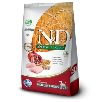 Ração N&D Ancestral Grain para cachorros adultos medium breeds frango e romã 2,5kg - Imagem principal