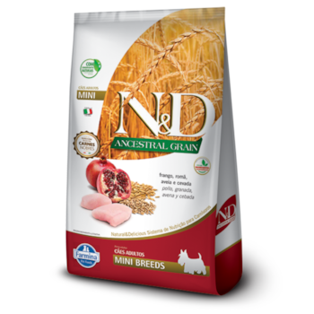 Ração N&D Ancestral Grain para cachorros adultos mini breeds frango e romã 10,1kg - Imagem principal