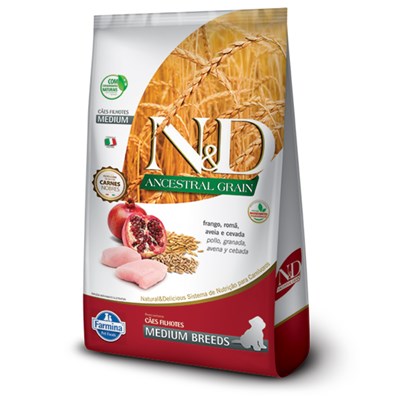 Produto Ração N&D Ancestral Grain para cachorros filhotes medium breeds frango e romã 10,1kg
