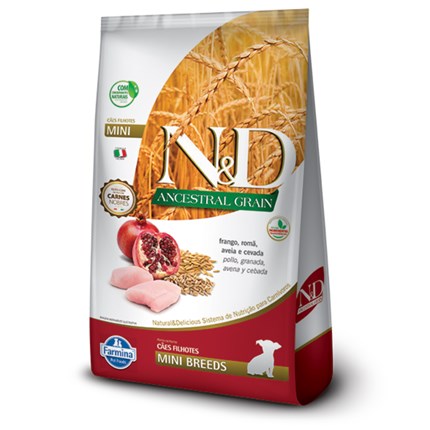 Ração N&D Ancestral Grain para cachorros filhotes mini breeds frango e romã 2,5kg