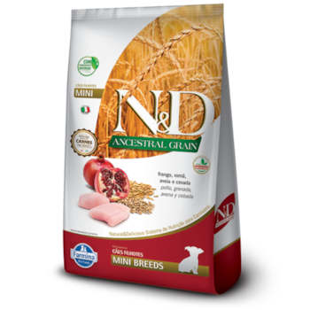 Ração N&D Ancestral Grain para cachorros filhotes mini breeds frango e romã 800gr - Imagem principal