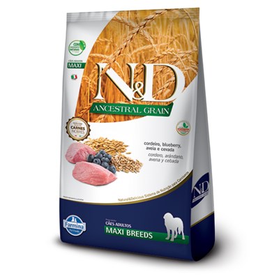 Produto Ração N&D Ancestral Grain Para Cachorros Maxi Breeds Cordeiro E Blueberry 10,1kg
