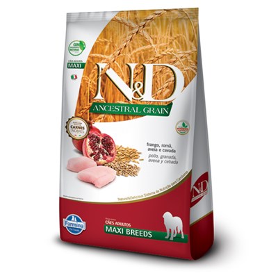 Ração N&D Ancestral Grain para cachorros maxi breeds frango e romã 10,1kg