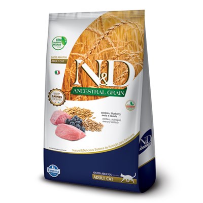 Ração N&D Ancestral Grain para gatos adultos cordeiro e blueberry 1,5kg