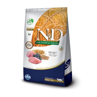 Ração N&D Ancestral Grain para gatos adultos cordeiro e blueberry 7,5kg