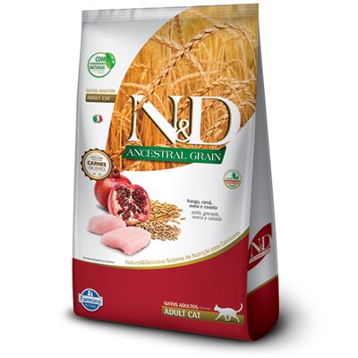 Ração N&D Ancestral Grain para gatos adultos frango e romã 7,5kg