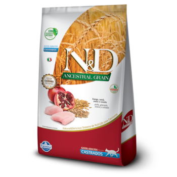 Ração N&D Ancestral Grain Para Gatos Castrados Sabor Frango e Romã 400g - Imagem principal