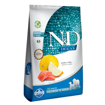 Ração N&D Ocean para Cães Adultos de Raças Médias e Grandes 10kg Sabor Salmão e Melão - Imagem principal