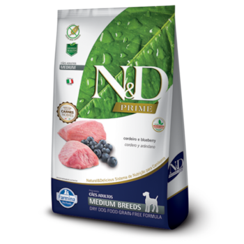 Ração N&D Prime para cachorros adultos medium breeds cordeiro e blueberry 2,5kg - Imagem principal